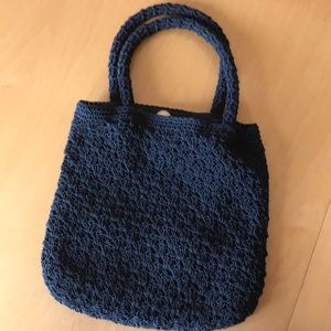 Express black woven handbag